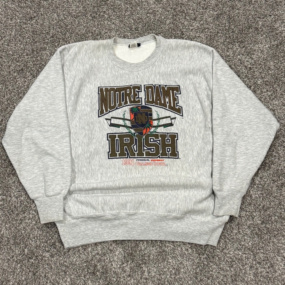Vintage 1991 Notre Dame Orange Bowl JanSport Sweatshirt Mens XXL Made in USA